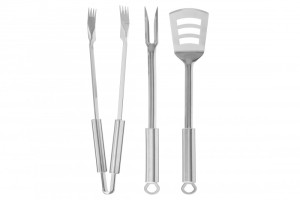 Mustang Designer Grillbesteck 3-tlg. | Grillzange | Grillwender | Grillgabel | Edelstahl poliert