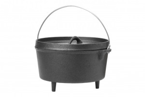 Mustang 3 Liter Dutch Oven Grilltopf Gusseisen | Feuertopf | Schmortopf | Ø 23,5 cm x 10 cm Höhe | 2-3 Personen | 3 Füße