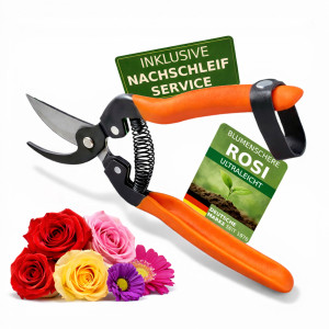 Gartenpaul Bypass Gartenschere "Rosi", Rosenschere, Blumenschere, super leicht 115g