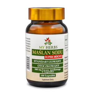 MAŚLAN SODU SUPER MOCNY STANDARYZ. 390 mg KWASU MASŁOWEGO W KAPSUŁCE, OTOCZKOWANY, 100 KAPS.