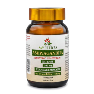 ASHWAGANDHA 200 MG WITANOLIDÓW 120 KAPSUŁEK EKSTRAKT STANDARYZOWANY NA 5% WITANOLIDÓW