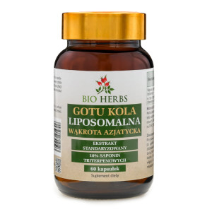 GOTU KOLA LIPOSOMALNA WĄKROTA AZJATYCKA STANDARYZOWANA 60 KAPSUŁEK