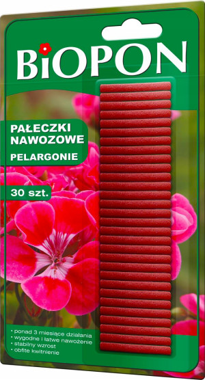 Biopon - pałeczki nawozowe odżywka do pelargonii 30 szt.