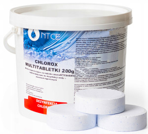Ntce - chlor do basenu multi tabletki 3kg 15 x 200g chlorox białe