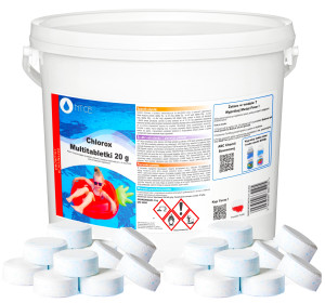 Ntce - chlor do basenu multi tabletki 3kg 150 x 20g chlorox białe