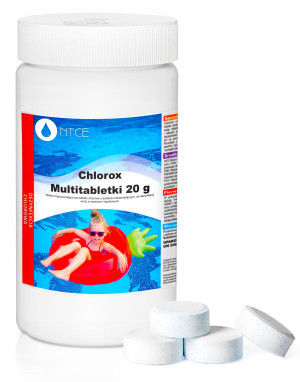 Ntce - chlor do basenu multi tabletki 1kg 50 x 20g chlorox białe