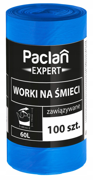 Paclan - expert mocne worki na śmieci, wiązane 60l 100szt
