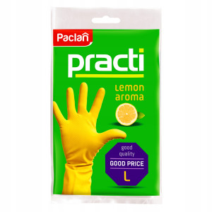 Paclan - practi kauczukowe rękawiczki wielorazowe o zapachu cytrynowym roz.l 2szt