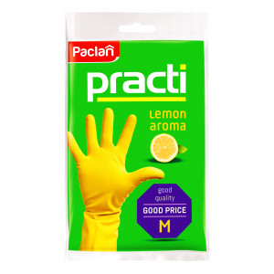 Paclan - practi kauczukowe rękawiczki wielorazowe o zapachu cytrynowym roz.m 2szt