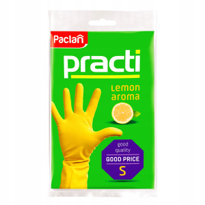 Paclan - practi kauczukowe rękawiczki wielorazowe o zapachu cytrynowym roz.s 2szt