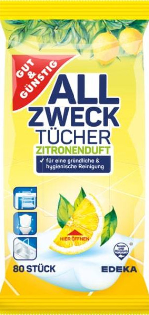 G&g - uniwersalne chusteczki nawilżone do powierzchni lemon 80szt.