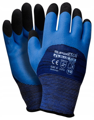 Rękawice rękawiczki supertech blue fix pianka latex foam mocne miękkie 10
