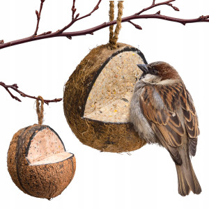 Happy birds - kokos nadziewany 3/4 zbożem i nasionami  - 300g
