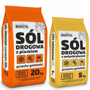 Sól drogowa z piaskiem antyzbrylacz 20kg + 5kg sól na chodniki podjazdy lód