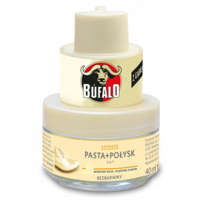 Bufalo - pasta do butów + połysk z gąbką 2w1 bezbarwna