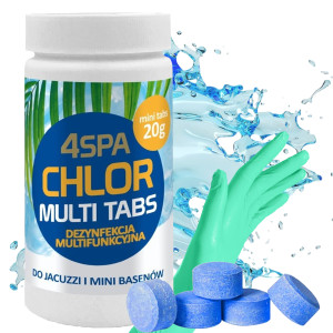 Gamix 4spa tabletki chlor do basenu jacuzzi spa 20g 50szt zapas + rękawiczki