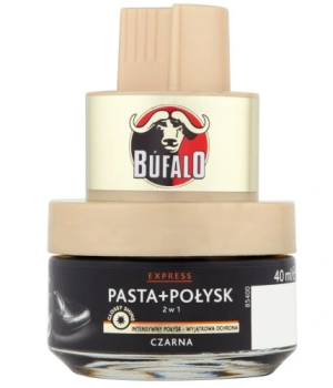 Bufalo - pasta do butów + połysk z gąbką 2w1 czarna