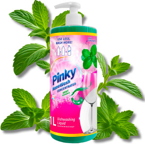 Koncentrat płyn z pompką do mycia naczyń mięta 1l nanowash pinky + gąbka
