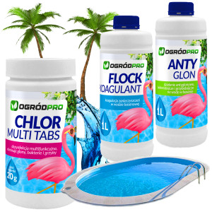 Ogródpro zestaw - alga antyglon + multi tabletki + flock koagulant