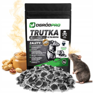 Mocna trutka trucizna na szczury myszy gryzonie pasta czarna orzechowa ogródpro brody 5.0 pasta 1 kg