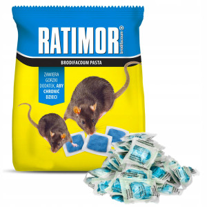 Ratimor trutka na szczury myszy gryzonie pasta trucizna brodifakum niebieska 29ppm 150g