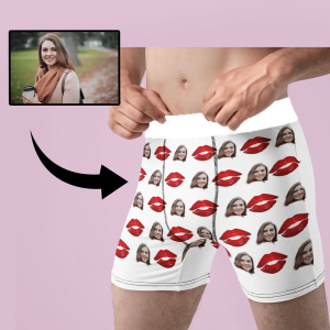 Personalizowane bokserki ze zdjęciem twarzy - Całus BIAŁE XXL