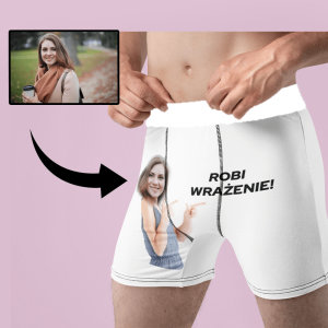 Śmieszne Bokserki z Twoją twarzą - Robi Wrażenie BIAŁE XXL