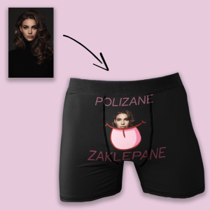Śmieszny prezent bokserki z twoją twarzą - Polizane zaklepane CZARNE XL