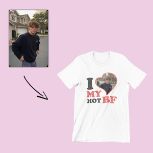 T shirt z twoim zdjęciem na prezent - i love my HOT BF XL