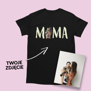 Koszulka ze zdjęciem dziecka prezent dla Mamy żony -Czerń XL
