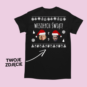 personalizowana koszulka wesołych świąt na prezent z twarzą XXL