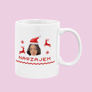 kubek na święta z twarzą jako prezent - nawzajem