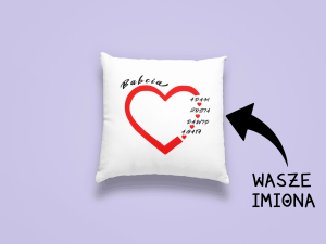 Dzien babci - poduszka personalizowana z imionami wnuków