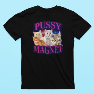 Koszulka z kotkami - Pussy magnet XXL Czarny