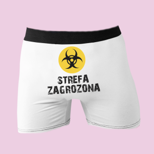 Śmieszne bokserki strefa zagrożewnia XXL
