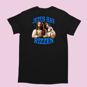 śmieszna Koszulka z Jezusem - Jezus has Rizzen XXL Czarny