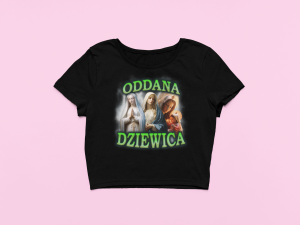 Koszulka Crop Top dla niej – oddana dziewica maryjka XXL Czarny