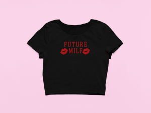 Koszulka Crop Top dla niej – Future Milf L Czarny