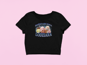 Koszulka Crop Top dla niej – Doświadczona Lodziara S Czarny