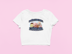 Koszulka Crop Top dla niej – Doświadczona Lodziara XXL Biały