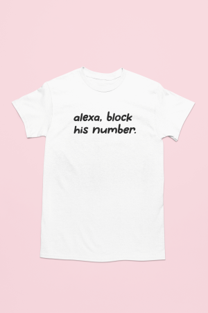 Śmieszna Koszulka dla kobiet - alexa block his number XXL Biały