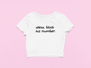 Koszulka Crop Top dla niej – alexa block his number XXL Biały
