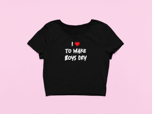 Koszulka Crop Top dla niej – i love to make boys cry XXL Czarny