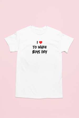 Śmieszna Koszulka dla kobiet - I love to make boys cry XXL Biały