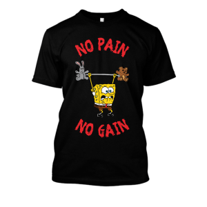 Koszulka spongebob siłownia - no pain no gain XXL Czarny