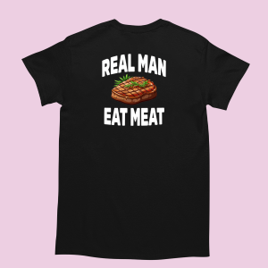 Koszulka na urodziny - Real man eat meat XXL Czarny