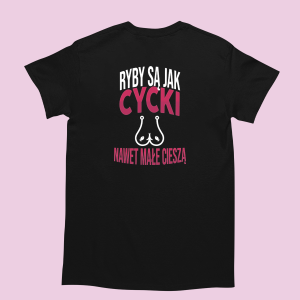 Śmieszna koszulka wędkarska - Ryby sa jak cycki XXL Czarny