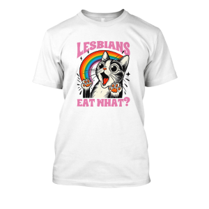 Bekowa koszulka - Lesbians eat what? kotek S Biały