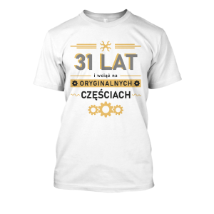 Koszulka śmieszna na urodziny - Na oryginalnych częściach 32 Lata XXL Biały