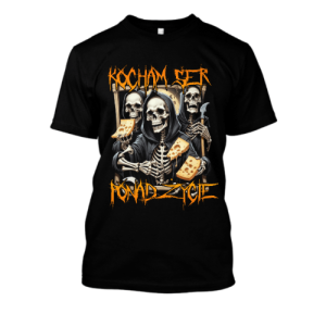 Koszulka szkieletor metal - Kocham ser ponad życie XXL Czarny